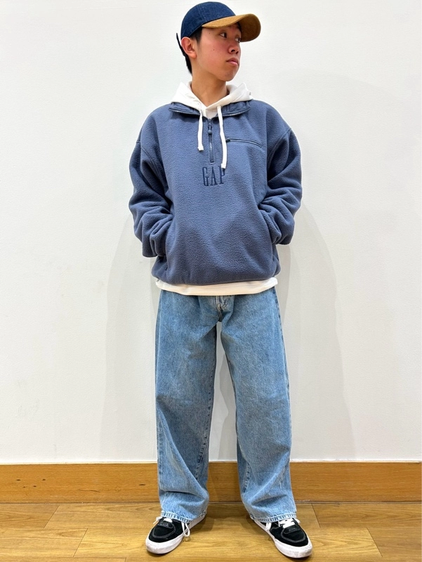Gap公式オンラインストア | ボア オーバーサイズ ハーフジップ GAPロゴ