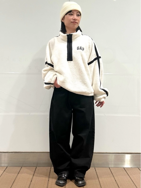 ふんわりボア♡ハーフジップコーデ