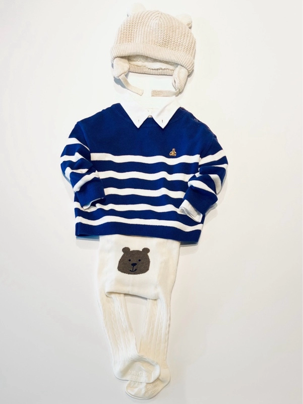 男の子のくまさんタイツコーデ【セーター編】