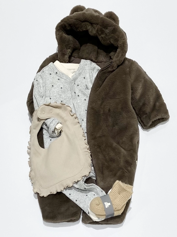 フェイクファーくまさんカバーオール