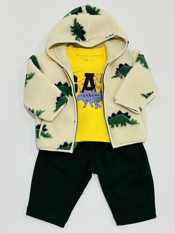 ベビー【恐竜大好きボアパーカーコーデ】