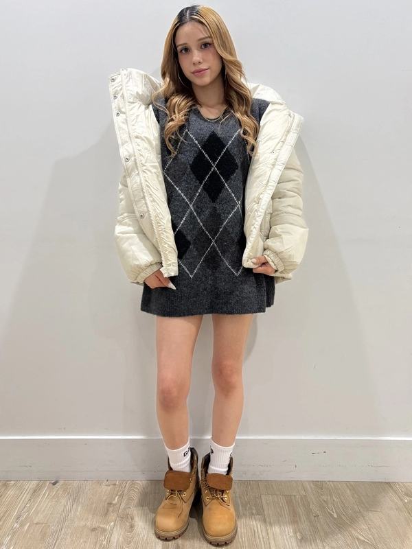 メンズセーターでワンピース風コーデ☆