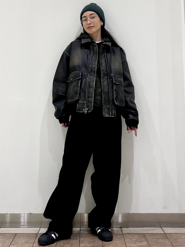 【大人気】レザーボンバージャケット✖︎スーパーバギー