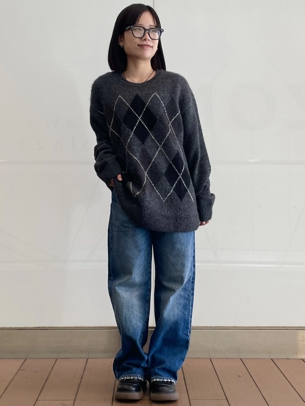 【大人気】アーガイルセーターコーデ