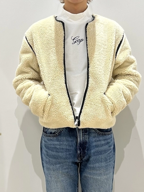 GAP ボアジャケット XS クリーム色 ユニセックス Gapロゴ ボア 
