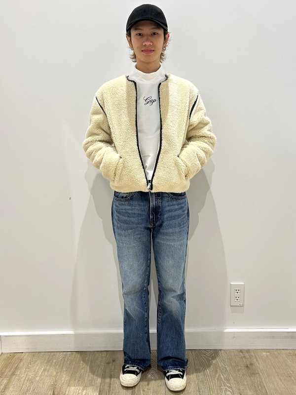 GAP ボアジャケット XS クリーム色 ユニセックス Gapロゴ ボア 