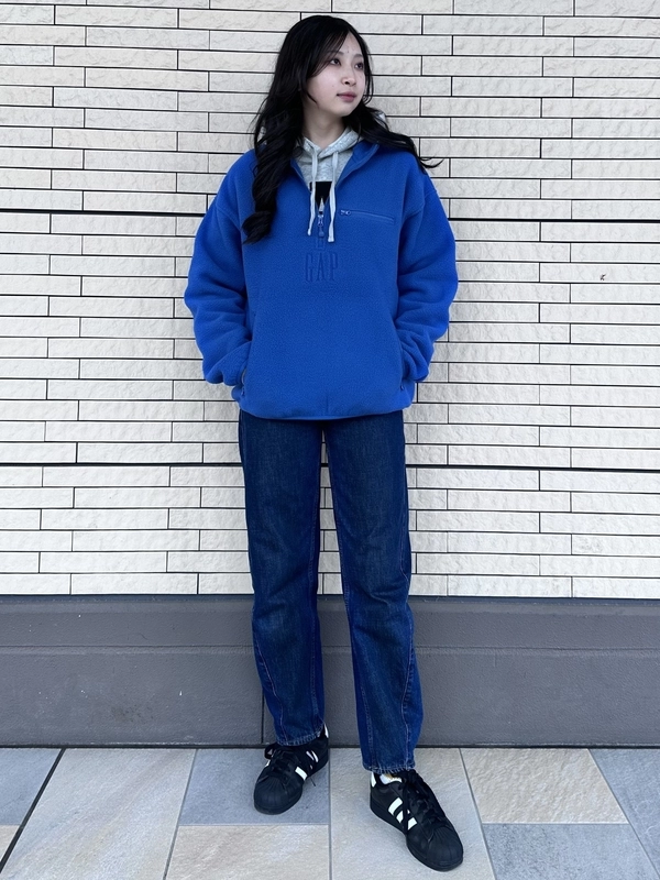 Gap公式オンラインストア | ボア オーバーサイズ ハーフジップ GAPロゴ