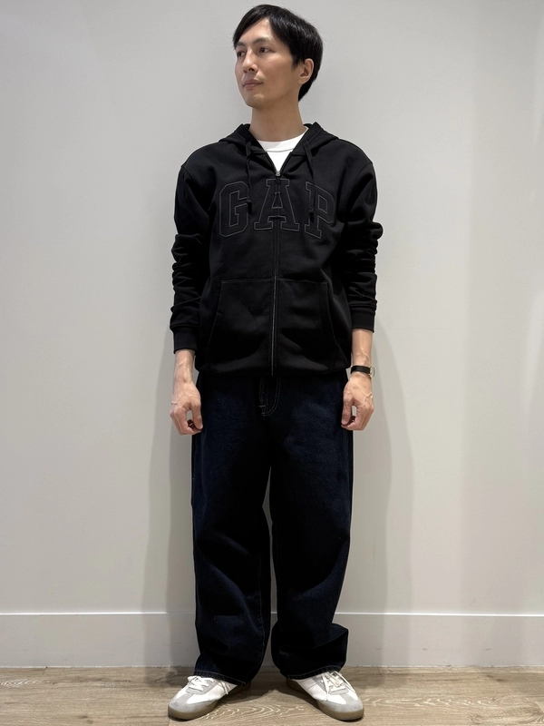 パーカーメンズ Gap 黒ジップパーカー yzy gap ジップパーカー 黒 M