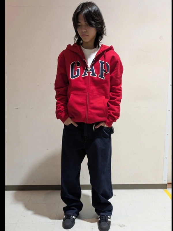 フルジップパーカー ギャップ パーカー 赤 ジップアップ gap パーカー