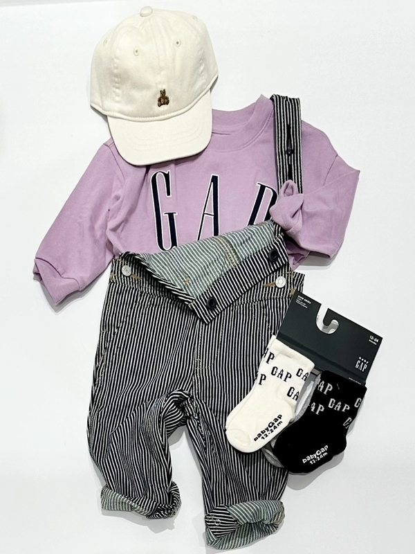 ストライプデニムオーバーオール×ロゴT【リンクアイテム】の