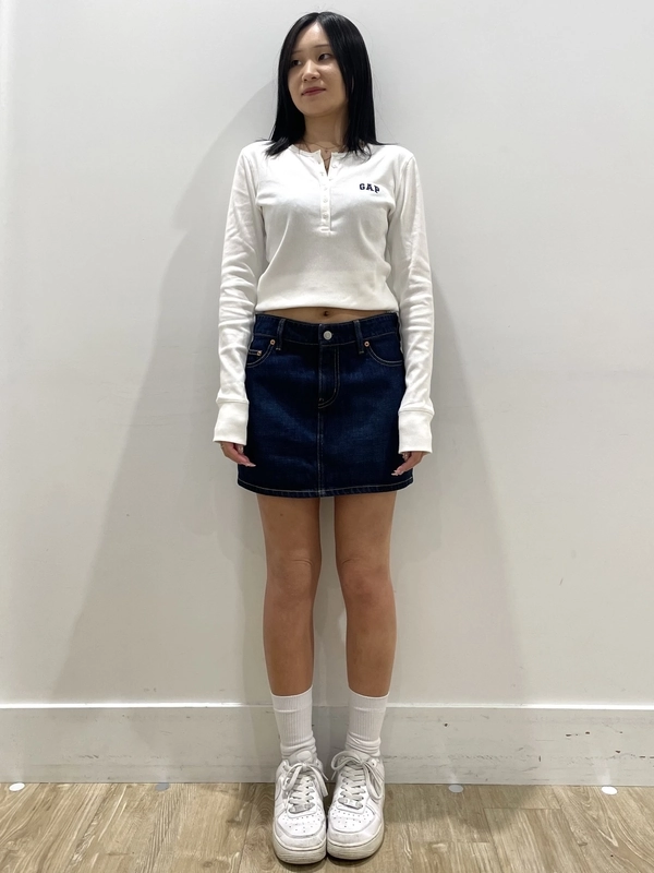 Gap公式オンラインストア | リブ GAPロゴ ヘンリーネックTシャツ