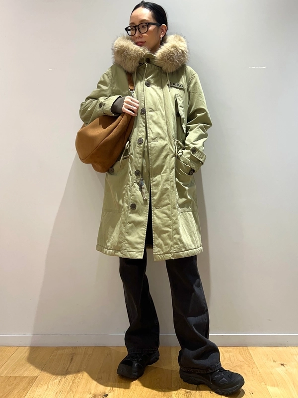 A.P.C. フーデッド コート 中綿 オリーブグレー チャコール ミリタリー GAP×A.P.C ミリタリーコートコーデ | Gap公式オンラインストア